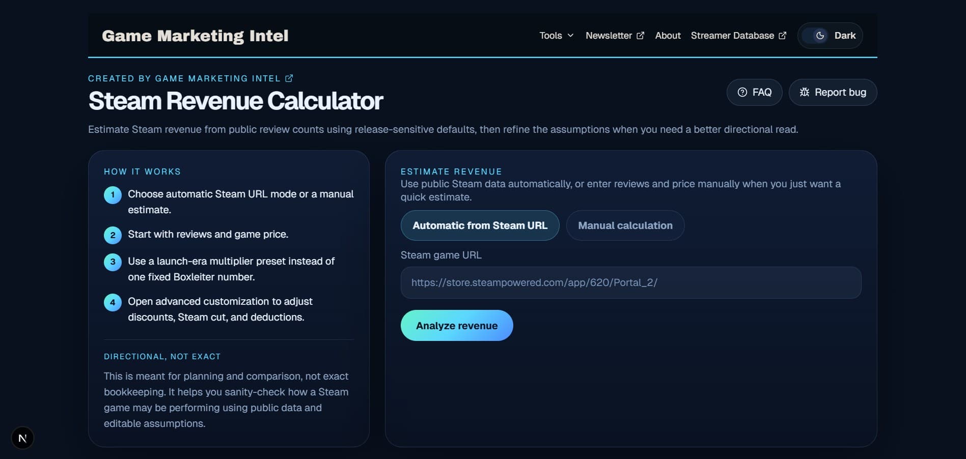 Steam Revenue Calculator screenshot